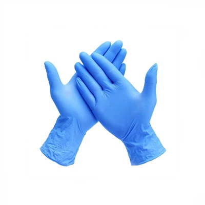 Gants d'examen en nitrile bleu sans poudre protecteurs jetables